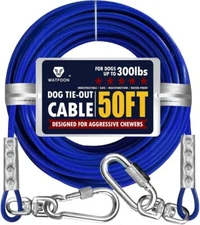 Tie Out Cable for Dogs Up to 300lbs,100ft Extra Strong 300lbs 50ft, Blue 
