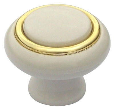 RINGKNÖPFE 40mm weiß mit Goldring Schranktür Schrank Schubladenknauf (113)