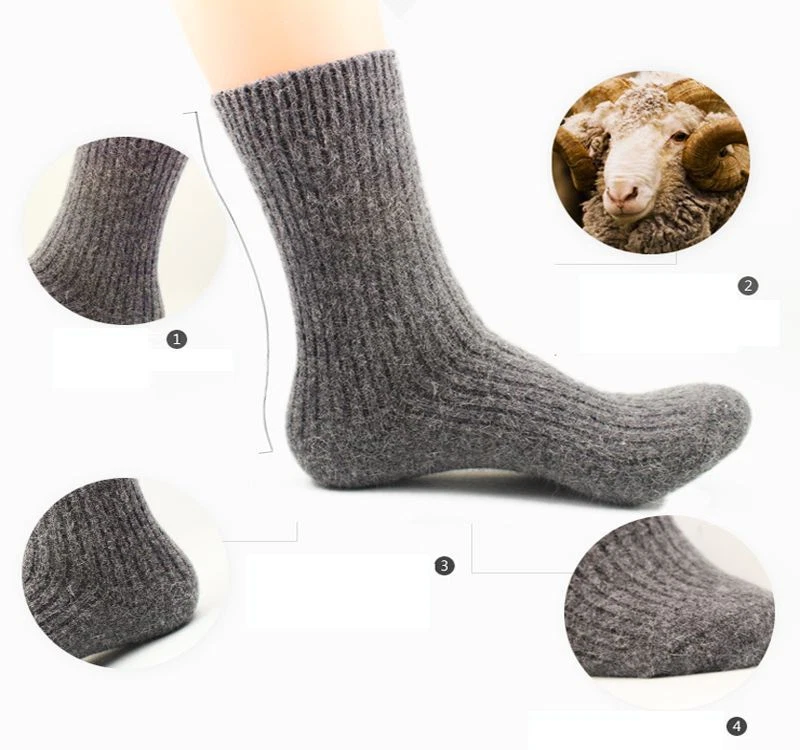 3 pares de calcetines informales suaves cálidos gruesos de invierno cachemir 100 % lana para hombre regalo de Navidad Foto 4 de 4