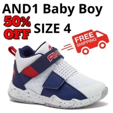 AND1 Baby Boy SIZE 4 ( 3 to 6 Mot Blindside Basketball Sneakers COLOR White/BLUE