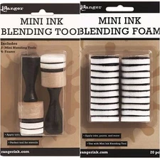 Tim Holtz Ranger 2 MINI INK BLENDING TOOL + 20 MINI ROUND FOAM REFILLS Bundle