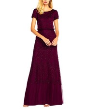 Adrianna Papell Beaded Blouson Petite Gown Women's