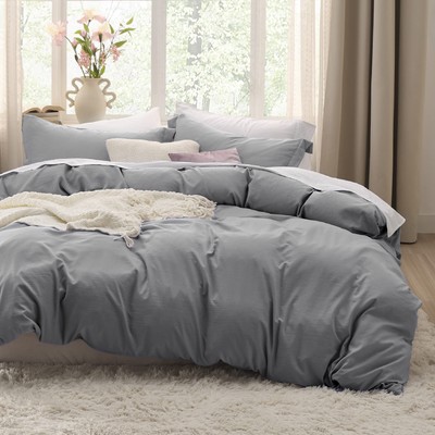 Bedsure Grey California King Duvet Cover - Soft Prewashed Cal King Duvet Cover
