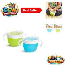 Redesigned Spill-Proof Toddler Snack Cups Set - 9 oz - Blue/Green Containers