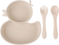 Qshare Baby Teller,Rutschfest Kinder Tischset mit Saugnäpfen,Geteilte Standfeste