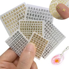 Glitter Letter Stickers for Resin 6 Sheets 3mm Alphabet 3MM, Gold/Silver