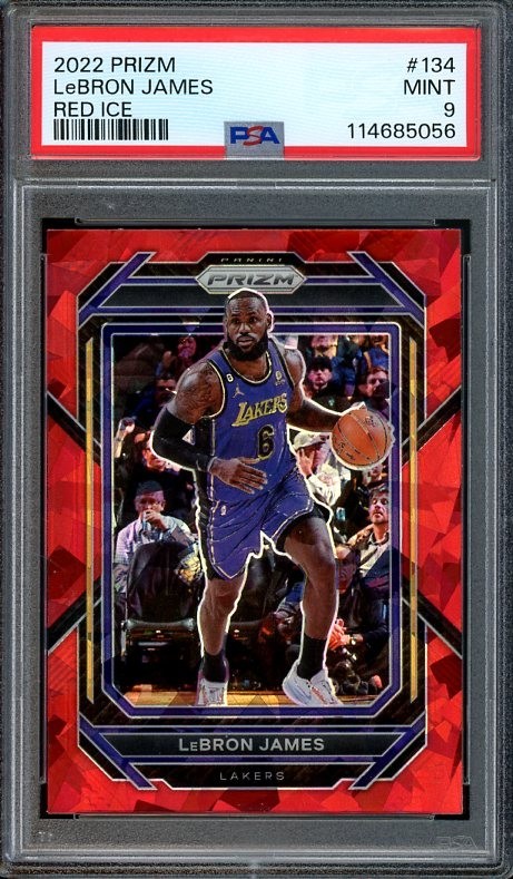 2022 Prizm #134 LeBron James MINT Red Ice PSA 9 Los Angeles Lakers 5056