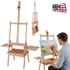 Foldable  Adjustable Art Easel with Storage Drawer Trays, Beech Wooden Easel