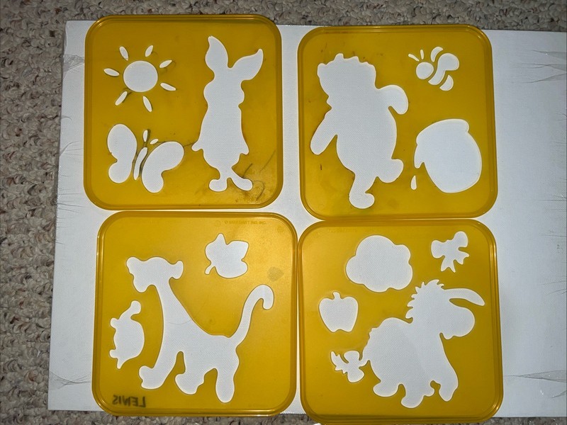Tupperware Stencils Disney Winnie the Pooh, Tigger, Piglet, Eeyore Vintage 1990