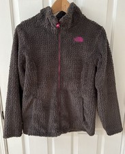 THE NORTH FACE Osito Girl Gray Pink Fleece Plush Full Zip Jacket XL 18 Ski Warm