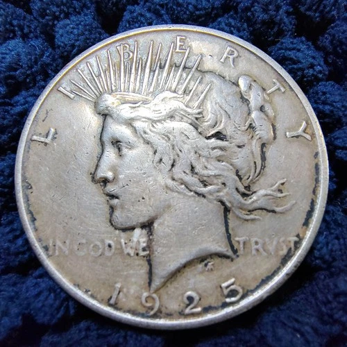 1925-S Silver Peace Dollar - San Francisco - VF Details - Cleaned - Toned