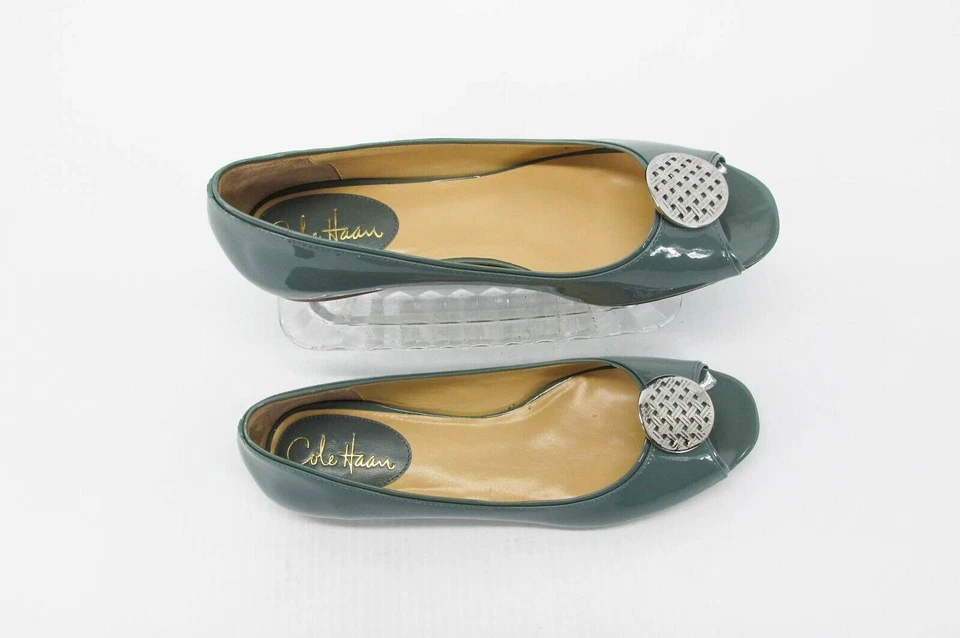 Zapato para mujer Cole Haan Astoria talla 8B verde punta abierta ballet plano nuevo sin caja qp Foto 2 de 4