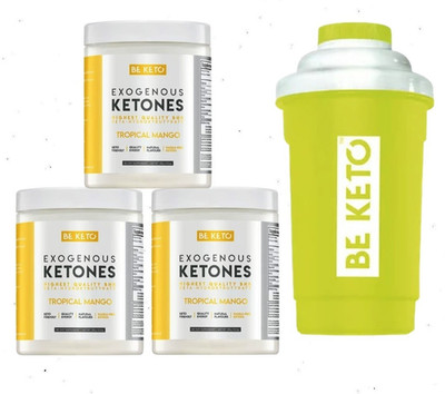 BE -KETO Exogene Ketone BHB Tropical mango keto 150g 3er Bundle & Shaker