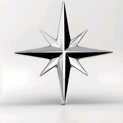 3D Windrose Kompassrose Metall Auto Aufkleber Emblem Chrom 6,5 cm