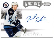 2011-12 Panini Contenders NHL Ink PAUL POSTMA #41 Winnipeg Jets RC Rookie Auto