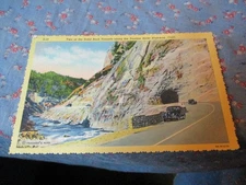 Old Postcard  1945 U S Navy Feather River Highway Two Solid Rock Tunnels