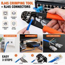 RJ45 Crimper Tool Kit with 100 RJ45 Connectors 8P8C Ethernet Cable Crimp Tool