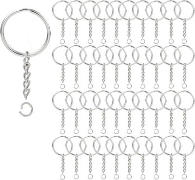 100pack Key Ring with Chain and Open Jump,1 Inch Split Round Keychain Rings Bulk