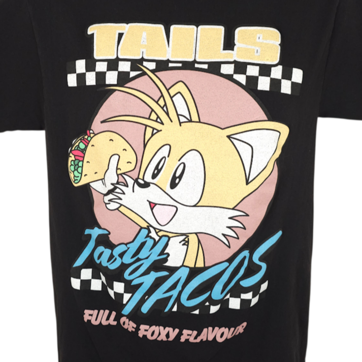 Sonic The Hedgehog T Shirt Mens Size Small Black Tails Tasty Tacos