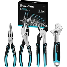 DURATECH 4-Piece Pliers Set Ergonomic Handle Heavy-Duty Design for Home Use USA