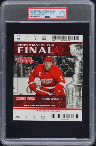 2009 SIDNEY CROSBY'S FIRST CUP FINAL WIN GAME 7 FULL TICKET PSA 8  NM-MINT