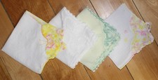 Vintage Crocheted Butterfly Hankies Linen Hand Made Lace Lot Of 4