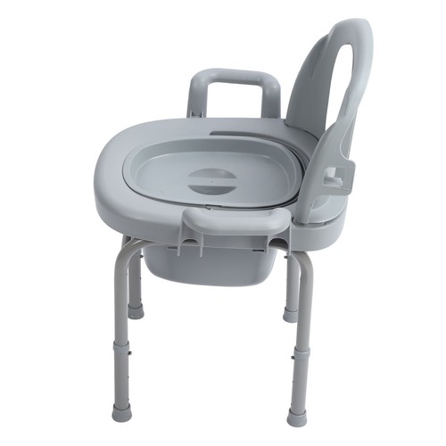 Portable Bedside Commode Chair 3 Adjustable Heights Mobile Toilet Seat With ECA - Picture 10 of 24