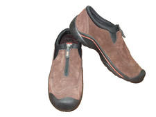 LANDS' END SUEDE SLIP-ON ZIP FRONT SHOES.....SIZE 6.5 B....VERY GOOD CONDITION