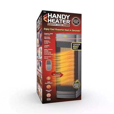 Handy Heater Copper Core Ceramic Tower Heater 1500W Oscillating Space Heater NEW
