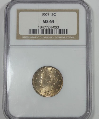 1907 Liberty/"V" Nickel CERTIFIED NGC MS 63  5c