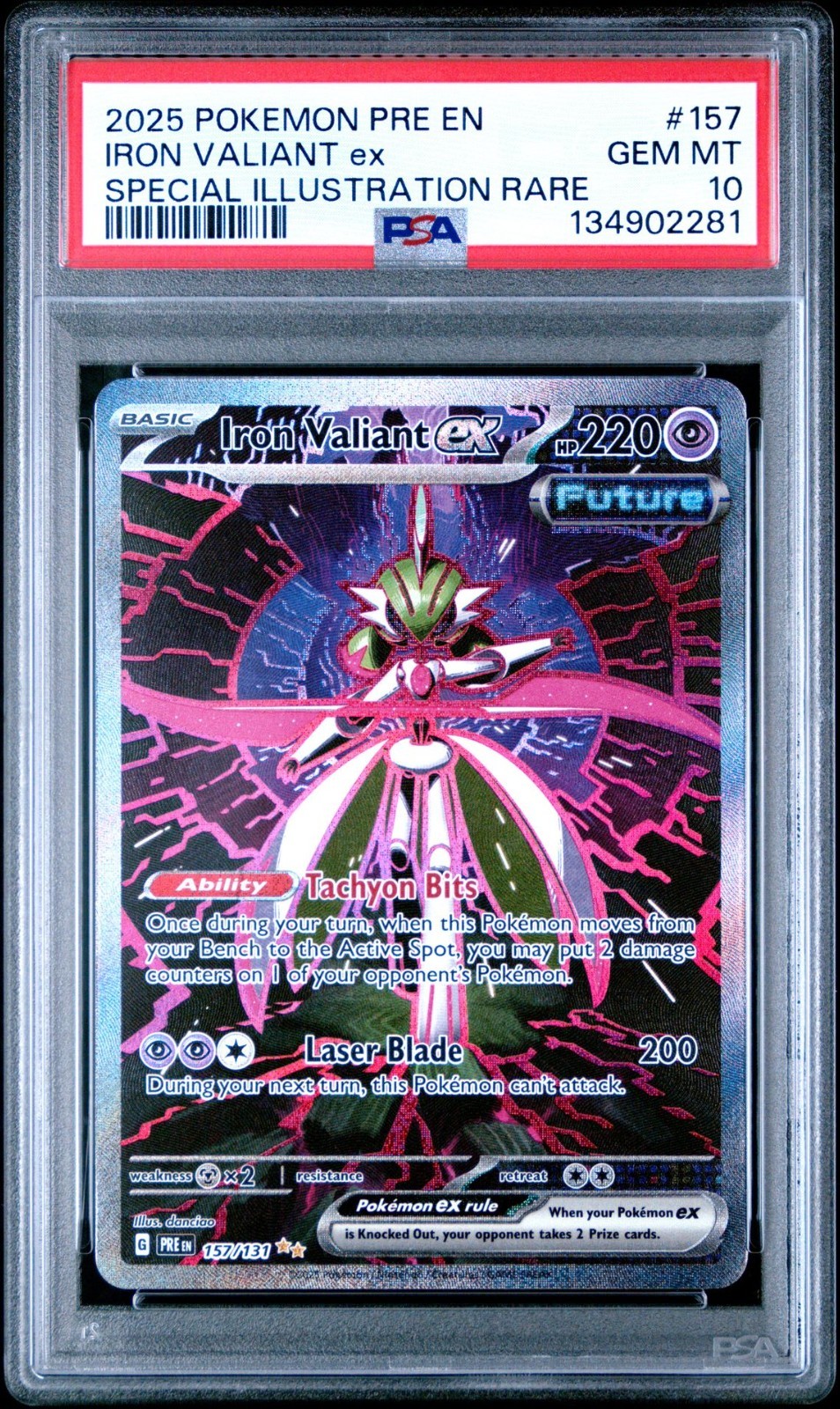 Pokemon Iron Valiant ex 157/131 Sv: Prismatic Evolutions Holo PSA 10 Gem Mint