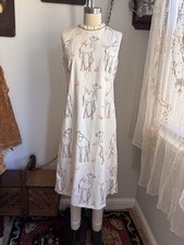 Vintage 60s 70s The Vested Gentress dress novelty print camel and snail midi