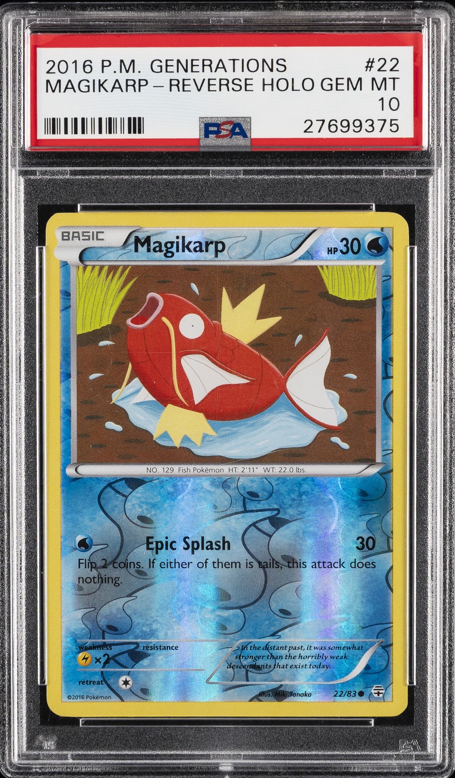 2016 POKEMON XY GENERATIONS #22 MAGIKARP-REVERSE FOIL PSA 10