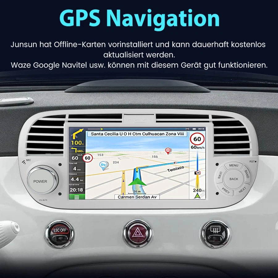 Für Fiat 500 2007-2015 Autoradio Android 13 Carplay GPS WIFI 2+32GB RDS NAVI SWC - Bild 3 von 4