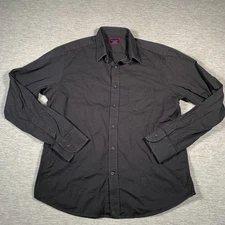 UNTUCKit Shirt Mens Medium Black Long Sleeve Button Up Cotton Pinstripe Dress