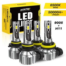 AUXITO Combo 4 + 9005 H11 LED Kit Headlight Bulbs High Low Beam White 98000000LM