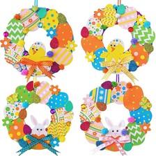 12 Sets Easter Wreath Decorations DIY Foam Easter Wreath Signs Craft Kits Eas...