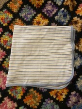 Gerber Striped Waffle Thermal Baby Receiving Blanket Blue Yellow Securit