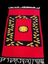 Vintage Beautiful Hand Woven Mexican Zapotec Wool Weaving Rug 4’ x 6’