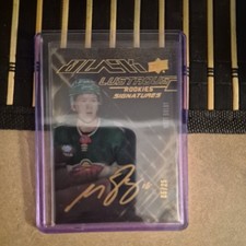 2022-23 SPx - Ud Black Lustrous Rookie Signatures Matt Boldy #LS-MB Gold /25