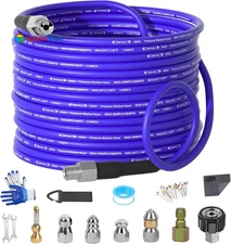 5800PSI Sewer Jetter Nozzles Kit 50FT Drain Cleaning Hose for Pressure Washer 