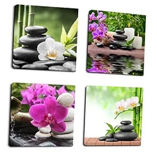 Wall Art Zen Canvas Painting SPA Canvas Prints 4 12" x 12" x 4 Panels Zen Art B
