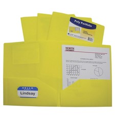 C-Line Two-Pocket Heavyweight Poly Portfolio Folder, 11 x 8.5, Yellow, 25/Box