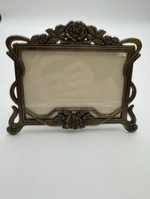 Vintage Decorative Metal Picture Frame with Rose Floral Design