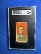 1910 PIEDMONT CIGARETTES T206 FRANK CHANCE PORTRAIT RED BACKGROUND SGC 1