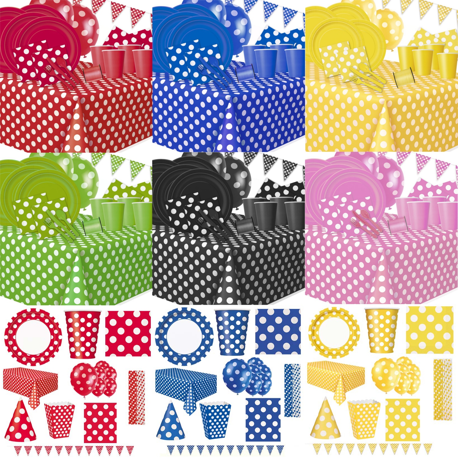 Polka Dot Party Tableware Supplies Table Decorations Birthday Paper Partyware eBay