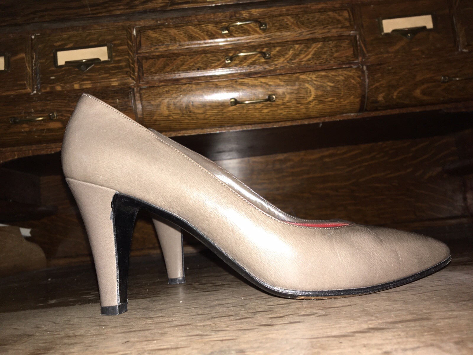 yves saint laurent paris scarpe donna tacco alto pelle grigio TG 6 5 M