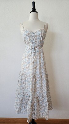 Anthropologie Midi Dress New Size Medium White Bridgerton Coquette Eyelet Boho