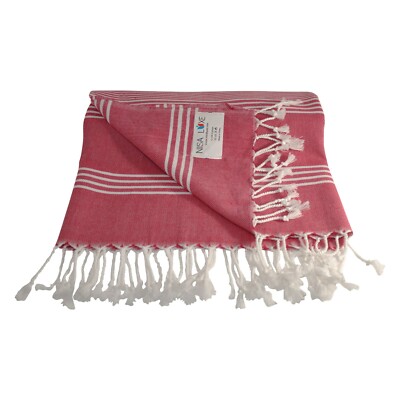 Soft Turkish Peshtemal Towel - 100% Natural Dyed Cotton - Great For Beach, Spa, Bath, Pool, Travel & Yoga