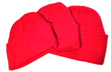 KNIT HATS lot of 3-Red-One Size-Adult/Child-FAST SHIPPING  